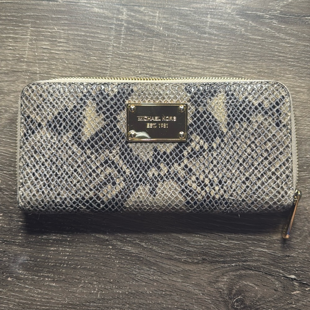 Michael Kors snakeskin zip around long wallet